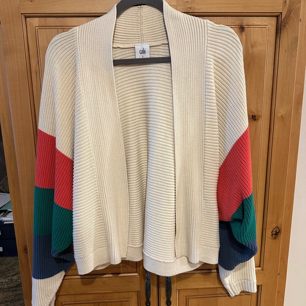 CAbi Colorblock Sweater - Cream, Red, Green, Blue
